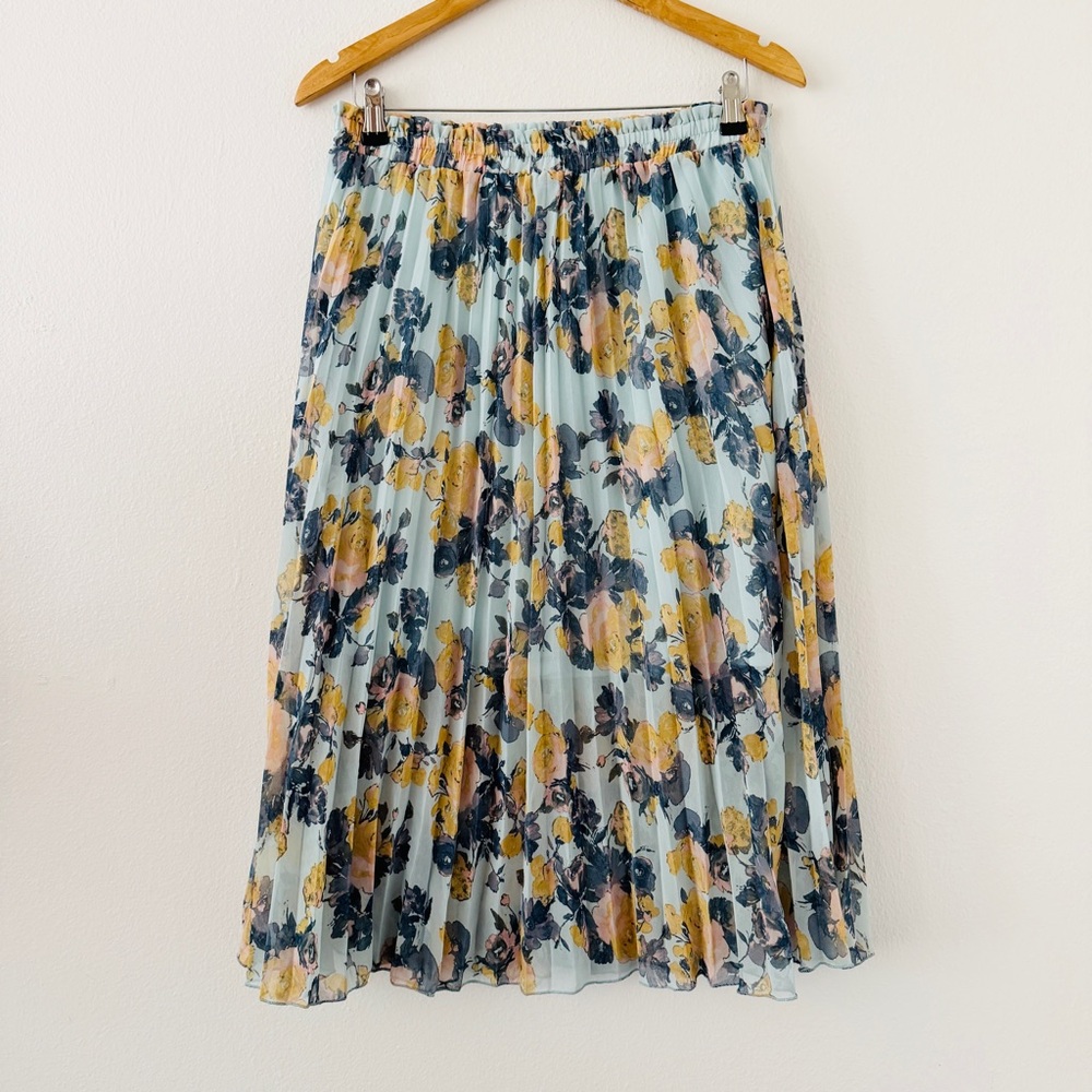 Disney Pleated Blue Floral Cinderella Midi Skirt